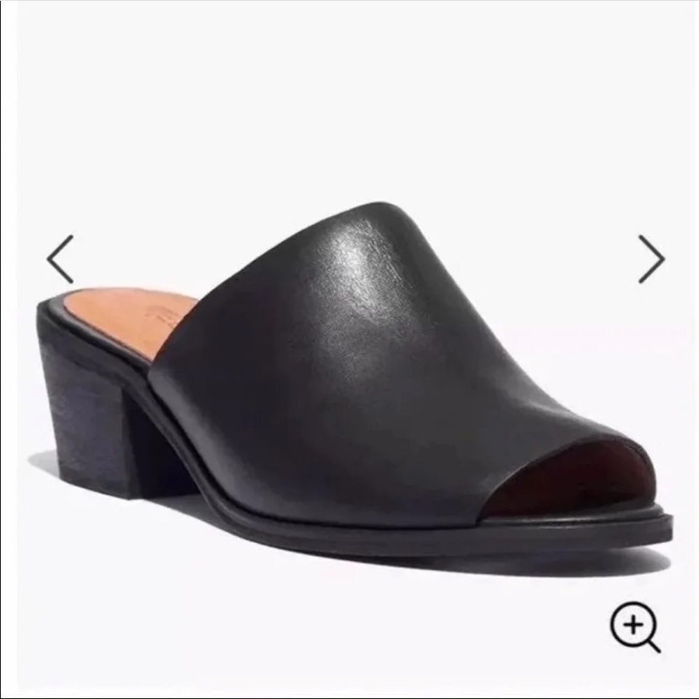 Madewell Black Leather Mule Block Heel Sandal 7.5